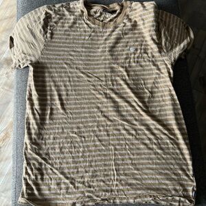 Vans Brown and White Striped Short Sleeve Tee